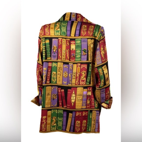 Pre-Owned Hermes 1980s Library Print Oversized Shirt - Picture 2 of 4